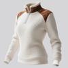 Ladies' Retro Western Contrasting Stand Up Collar Casual Hoodie Top