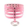 Four Row Rivet PU Leather Choker, Harajuku Punk Circular Ring Street Bar Necklace