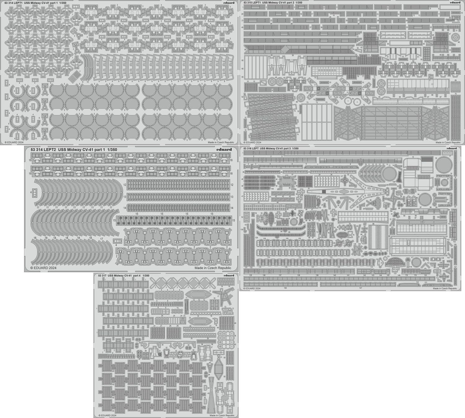 Eduard Big Ed USS Midway Plastic Model Kit Parts EDUBIG5375 1/350 CV-41 (for Trumpeter) (Ship)