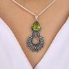 Rare Peridot Gemstone 925 Sterling Silver Oxidize Jewelry Designer Women's Pendant 1.8" For Birthday Gift CP-45-12
