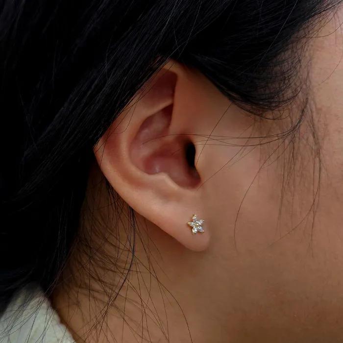 14K Wind Flower Cubic Earrings