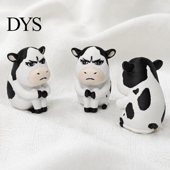 3D Printed Cow Toy Dairy Figurine, Cartoon Cattle Statue for Desk Decor, Figurine Mini Sculpture Home Office, Gift Animal Lovers Accessory