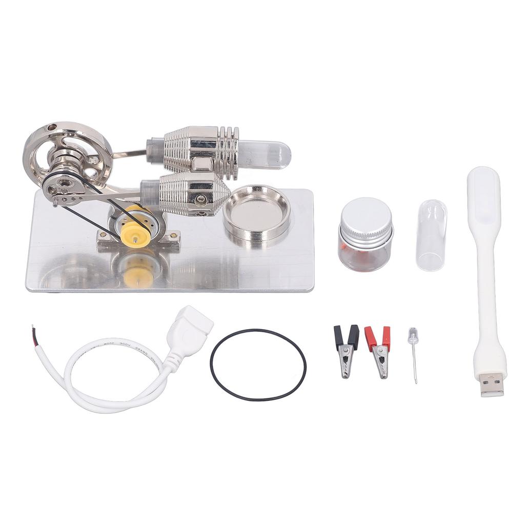 Hot Air Stirling Engine Motor Model Imagination Development Educational Toy LED Light Stirling