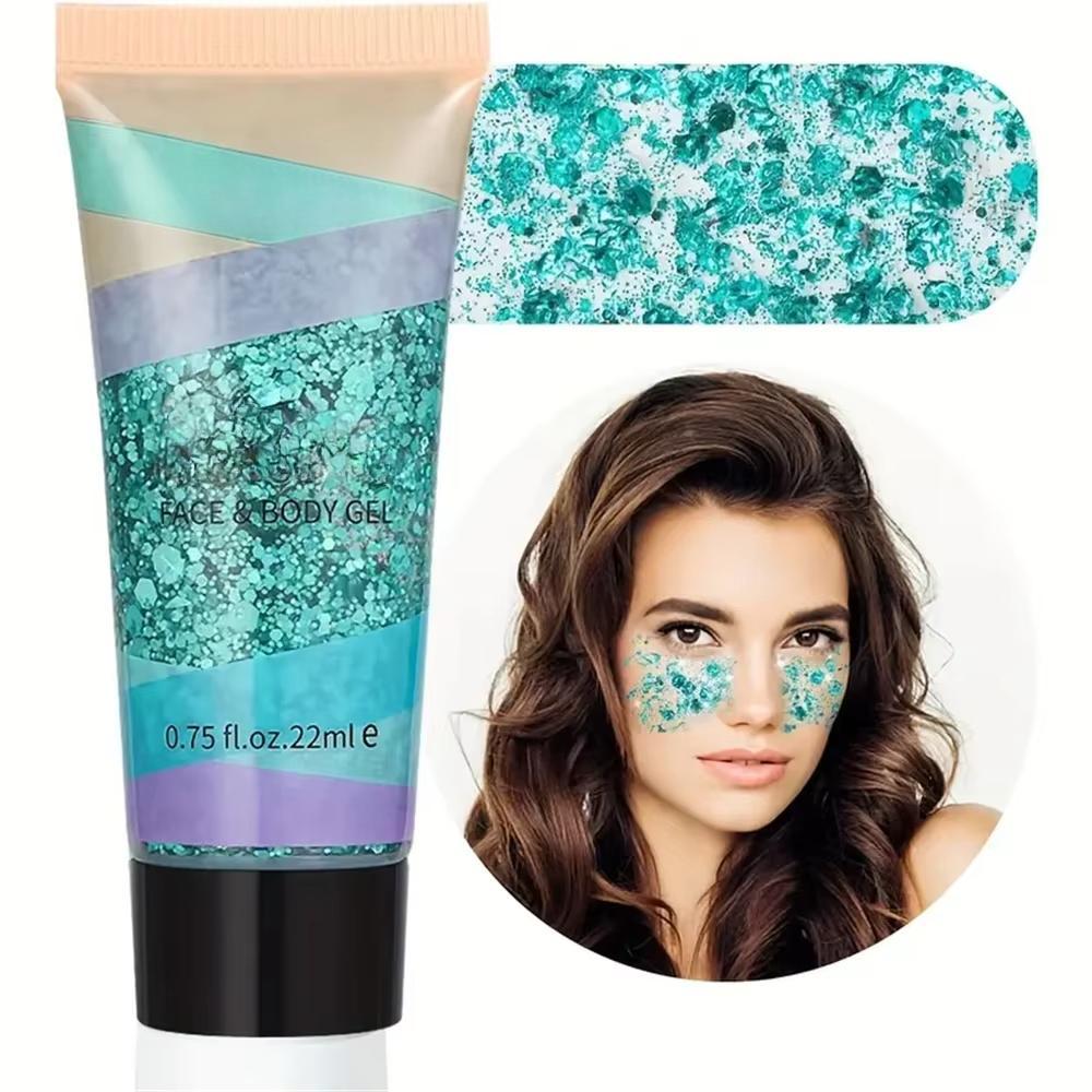 1 Bottle Mermaid Sequin Body Glitters Gel Long-Lasting Shine for Carnival Parties Festival and Stage Performance Great for Girls
