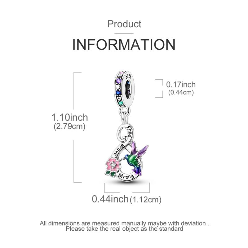 Fit Original Bracelet Copper Hummingbird Charms Beads Pendants For Women Jewelry Making Gift