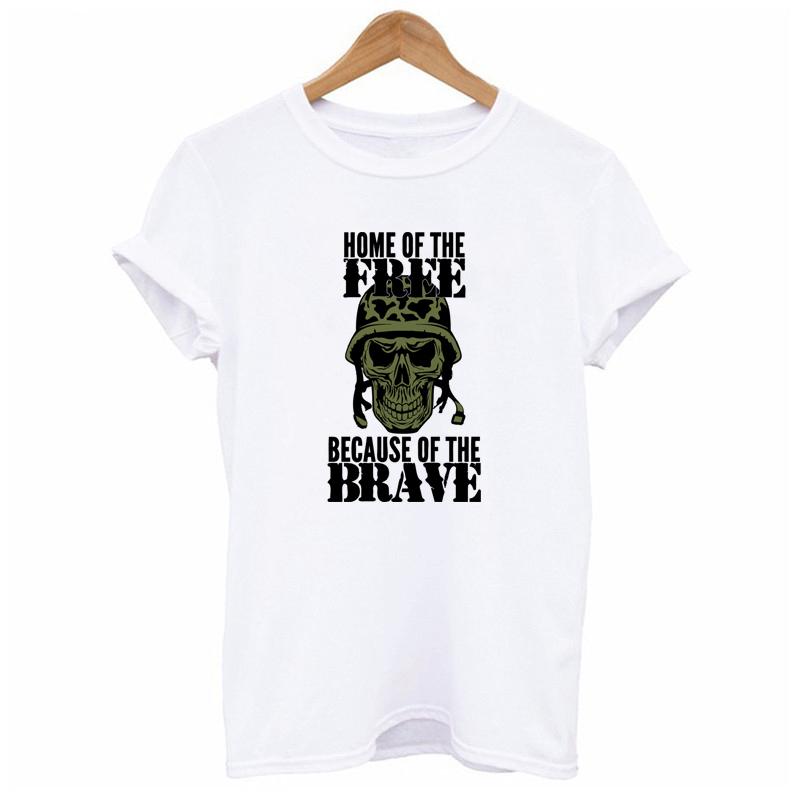 Buy Women White Top Home of the Free Because of the Brave T Shirt at