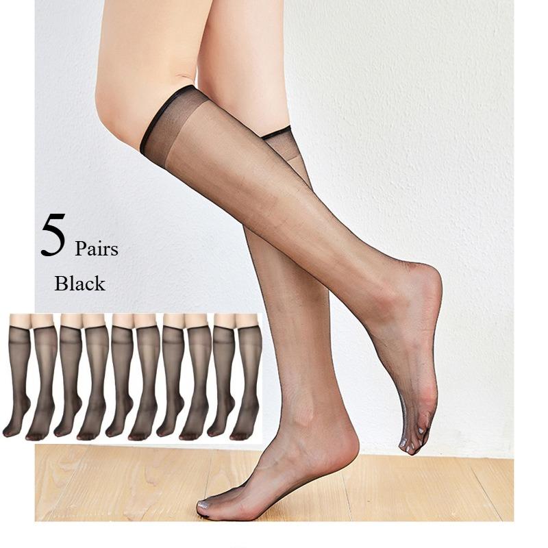 Summer Ultra-Thin Invisible Thigh-High Socks Nude Seamless Mid-Calf Short Socks For Women Anti-Snag Sheer Stockings 1-30 Pairs