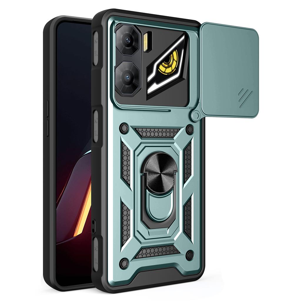 For ZTE nubia Neo 3 5G Case with Slide Camera Lid PC+TPU Kickstand Phone Cover