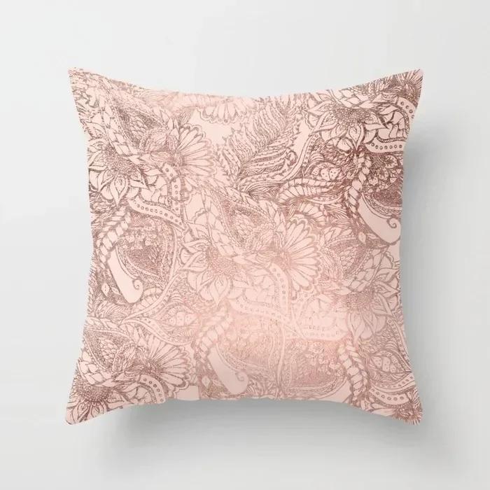 40X40/45X45CM Rose Gold Pink Geometry Print Cushion Covers Modern Nordic Livingroom Decorative Pillows Case Couch Throw Pillows