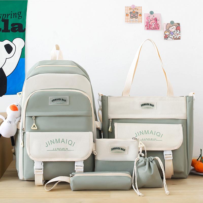School bag children's primary school students five-piece men's backpack middle school students high quality fashion junior high school