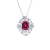 Elegant Flower-Embellished S925 Silver Pendant with Pigeon Blood Red Stone and Water Drop Accents - Perfect for Evening Parties and Gifts.