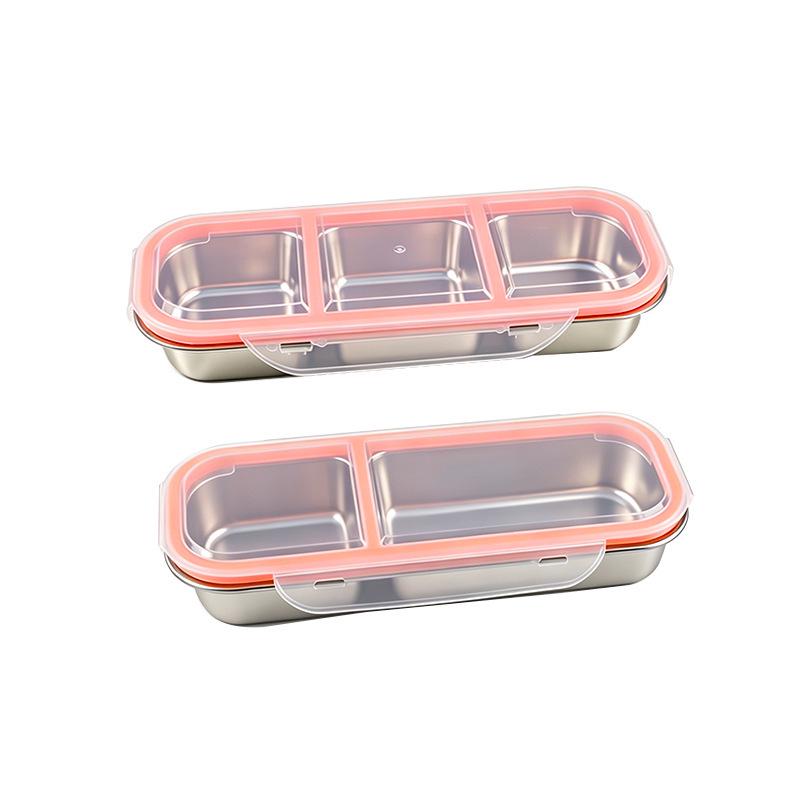 Portable 304 Stainless Steel Bento Lunch Box with Compartments, Microwave-Safe for Office