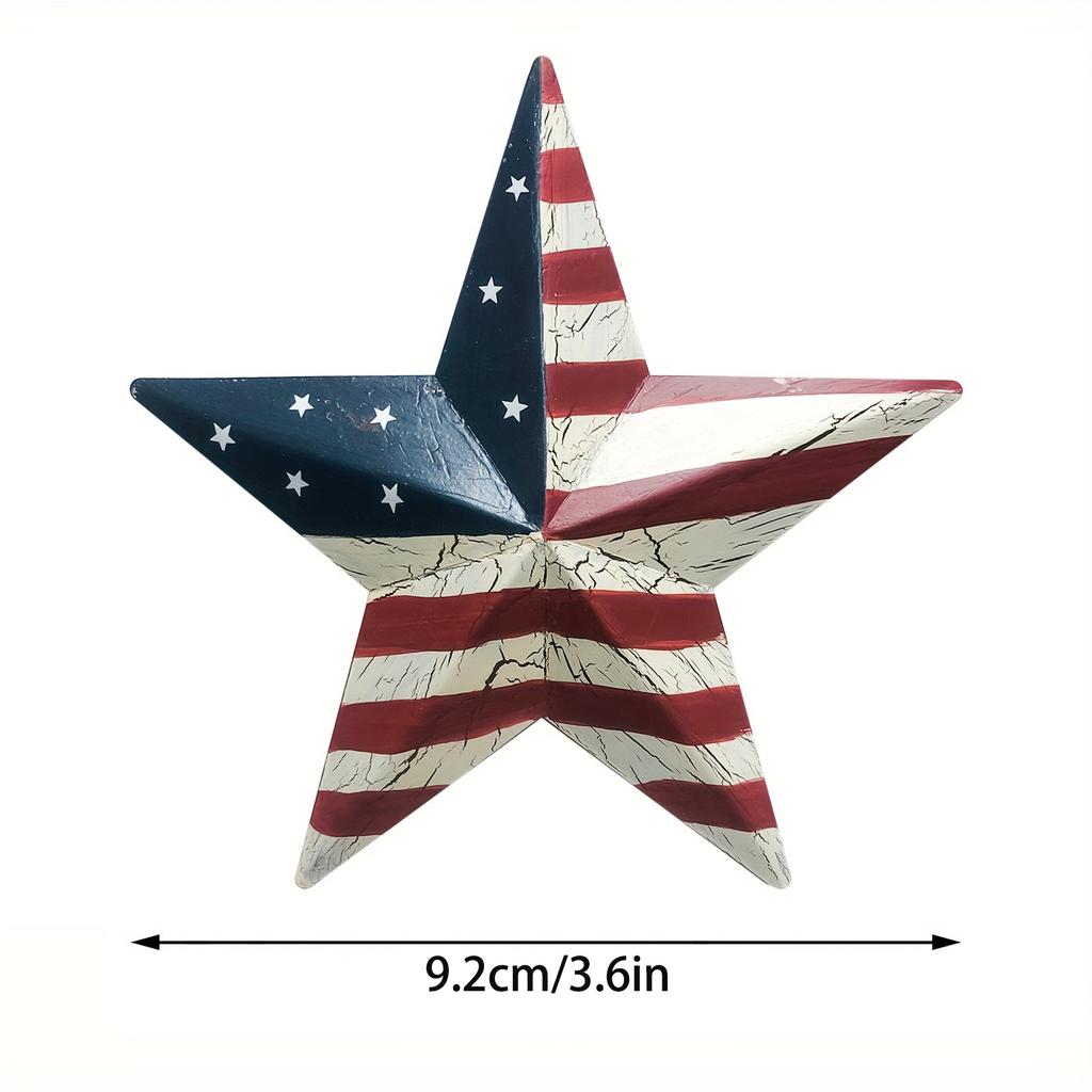 4th of July Wooden Wall Mount Door Sign - Patriotic Star Flag Decor with Independence Day Theme - Ideal for Memorial Day and Sum