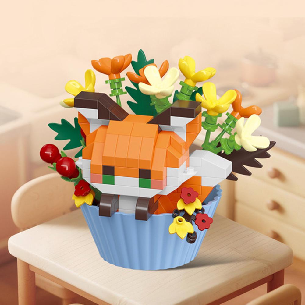 Creative Animal Building Blocks Cute Dessert Animal Cake Potted Kids Puzzle Assembly Small Toys Christmas Festival Gift Decorati