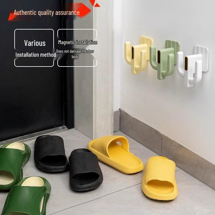 Stanzfreier wandmontierter Badezimmer-Hausschuhe-Halter & Schuh-Organizer mit Haken