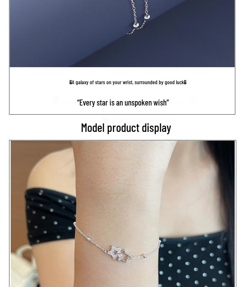 Korean Style S925 Sterling Silver Starry Sky Bracelet - Elegant, Simple, Stackable High-End Design for Women.