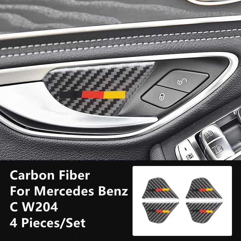 Cubierta de modificación Interior de coche de fibra de carbono, tiras embellecedoras, pegatinas decorativas para Mercedes Benz C W204, Interior de coche