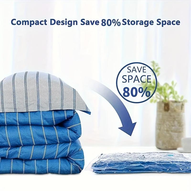 4pcs Space Saving Vacuum Storage Bag with Hand Pump - Oversized Compressed Clothing, Blankets, Bedding Bags -  Travel Storage