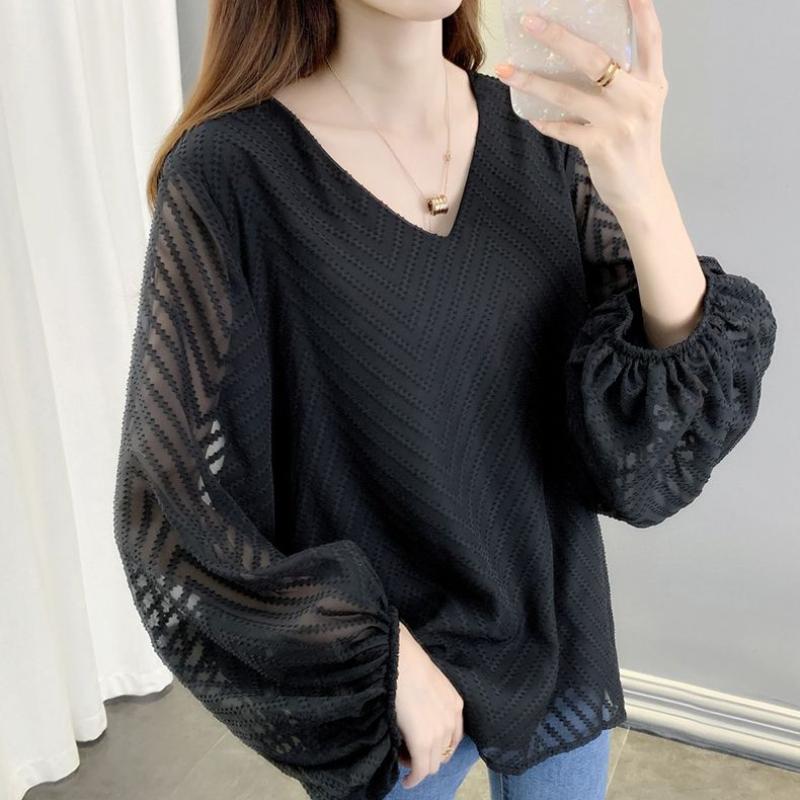 Spring and Summer Small Shirt High-end Chiffon Top Plus Size Feminine Charm