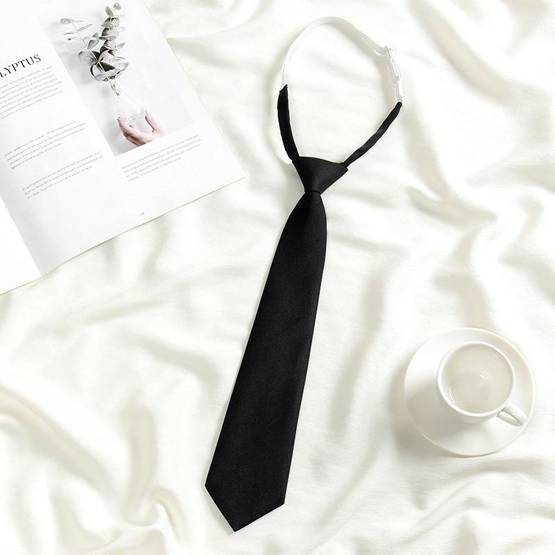 Lazy JK Small Necktie Black Wine Red Solid Dark Blue Korean Women Sweet Grils Student Basic Style School Uniform Classic Ties