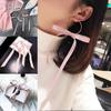 Sweet  Ribbon Bow long metal ring earrings earrings simple temperament female personality