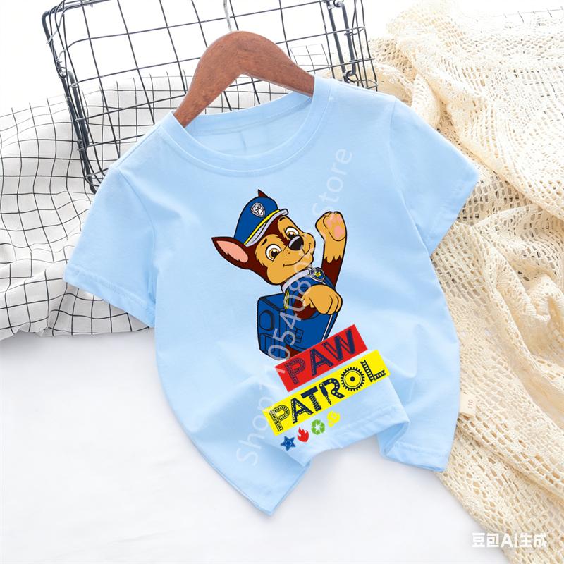 Kids Paw Patrol Cartoon Graphic Baby T Shirt Cotton Casual Short Sleeve Tee Boys and Girls 2026 Summer Toddler Clothing Tops