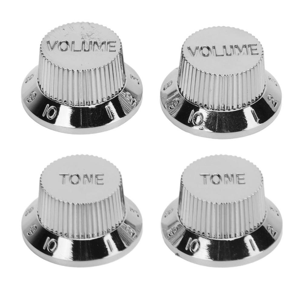 4PCS Polymer Guitar Potentiometer Knob Set Silver/Gold Electric Guitar Accessories Electric Guitar