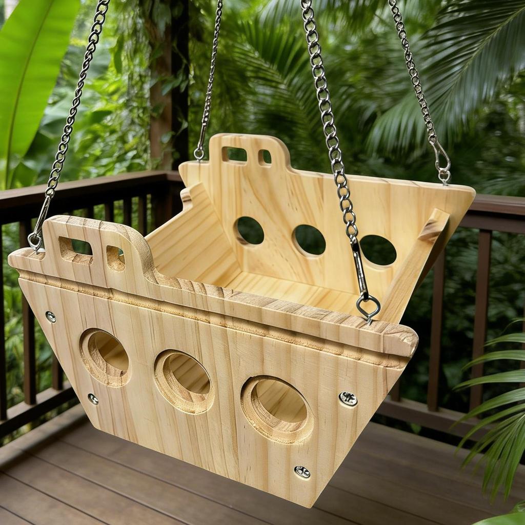 Chinchilla Hängematte Holz Kletterspielzeug für Innen-Chinchillas Schaukelhaus für Gleitbeutler Frettchen Syrischer Vogel Innen