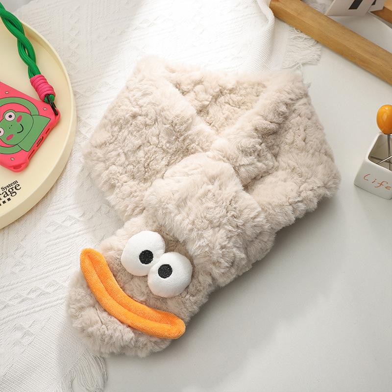 Autumn and winter parent-child warm neck protection scarf funny sausage mouth embossed scarf plush cold-proof personality versatile scarf