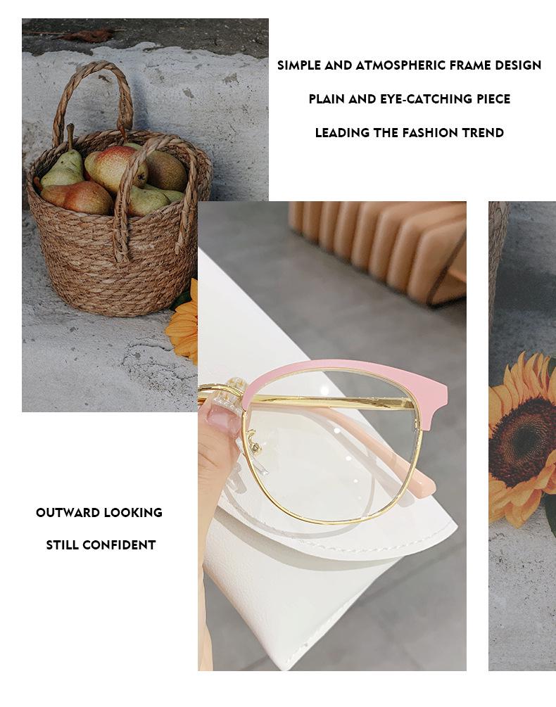 Men's Semi-Rimless Anti-Blue Light Myopia Glasses with Metal Frame for Students