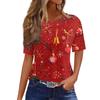 Women's Fashionable Casual Short Sleeve Christmas Print Round Neck Pullover Top