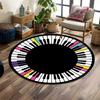 Colorful Piano Keys Circle Design Print Round Rug, Living Room, Bedroom, Playroom Carpet, Non Slip Floor Mat, Gift