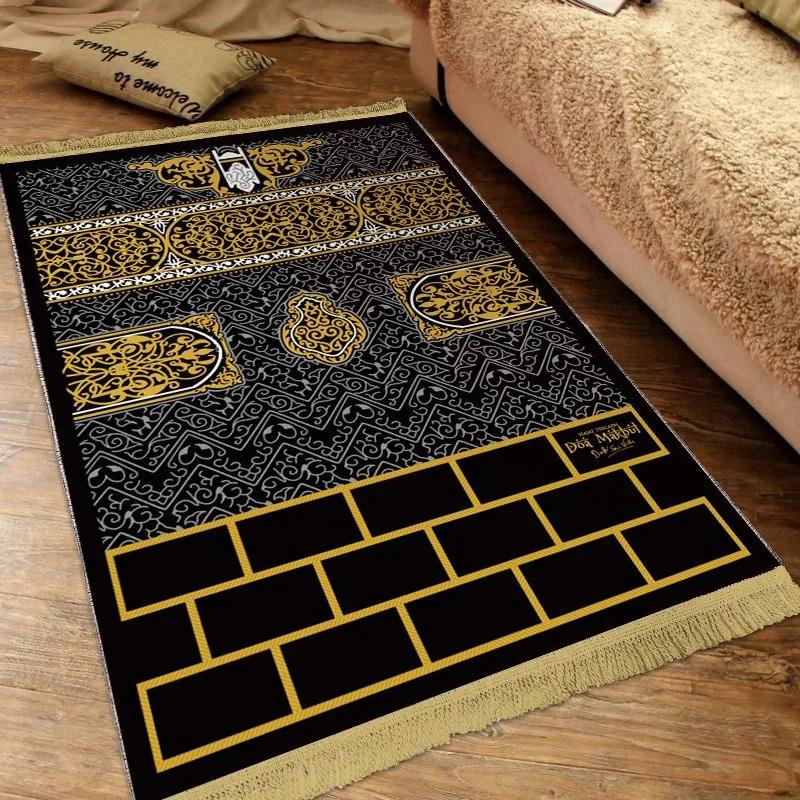 Muslim Style Prayer Rug 80x120CM Living Room Bedroom Decor Soft Islamic Carpet with Tassels Qibla Turkish Prayer Door Mat