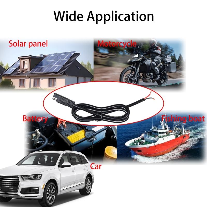 130cm Length SAE Connector Cable Single End To 2Pin Bare Wire Line Support 20A for Motorcycles Car and Solar Panel