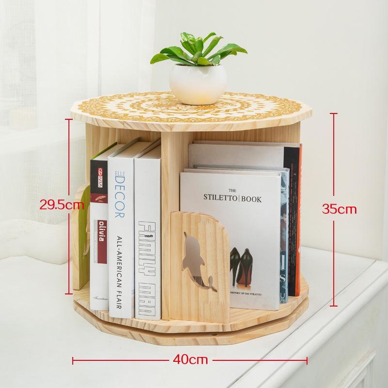 360° Rotating Children s Bookshelf: Floor-Standing, Desktop Pine Wood Storage Rack Rotating Bookshelf