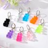 11 Candy Colors Resin Bear Drop Earrings for Women Korean Simple Creative Transparent Brincos Zircon Wholesale Birthday Gift