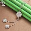 20 Inch 925 Sterling Silver Three Flower Pendant Necklace For Lady Engagement Wedding Party Beautiful Jewelry Accessories