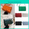 Stylish Pu Leather Women Shoulder Bag Plaid Woven Square Hand Chain Bag Gift