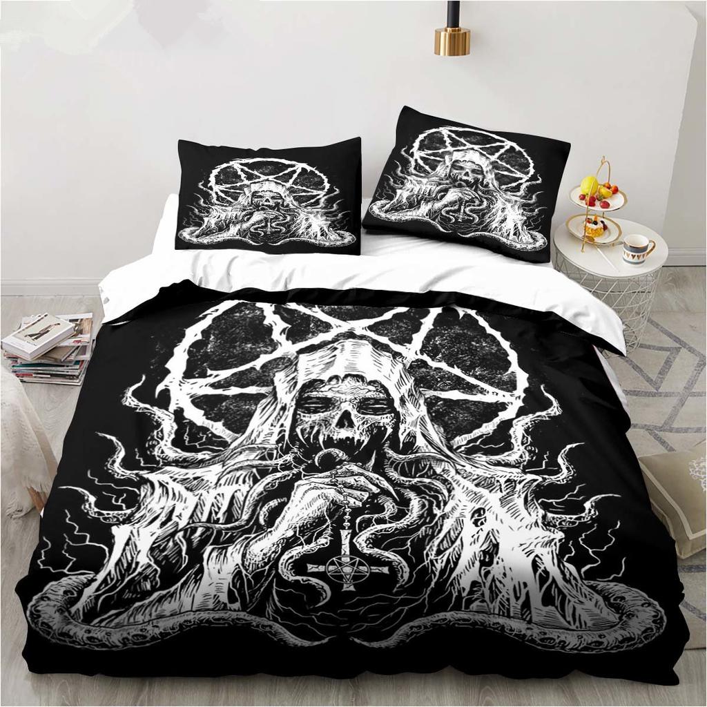 Baphomet Satan Demon Evil Duvet Cover Set Horror Evil Monster Bedding Set Full King Size Comforter Cover Christmas Navidad Gift