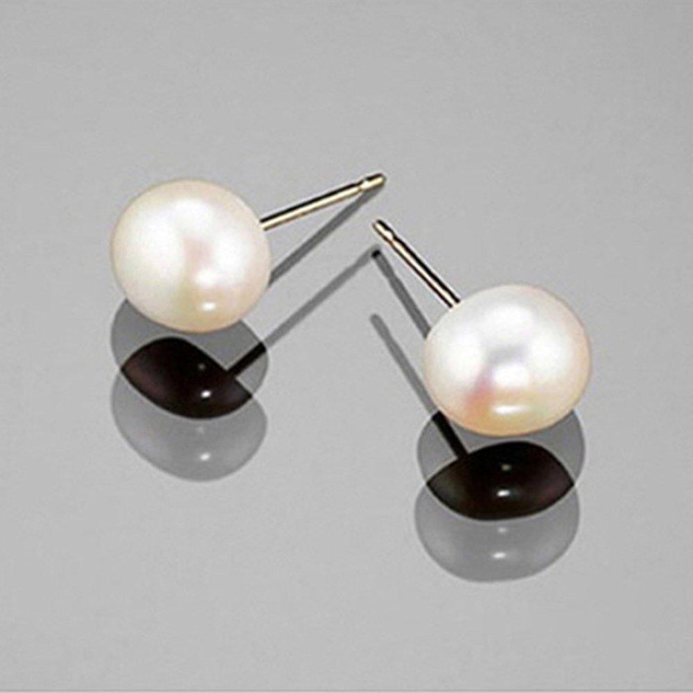 Liztara / 14K Gold-Studded Freshwater Pearl Earrings 8mm [Cultivated June Birthstone]
