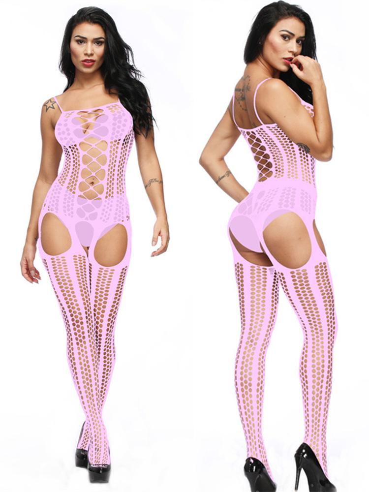 Open Bra Sleeveless Sleepwear Women Sexy Lingerie Porno Bodysuit Mesh Body Stocking Catsuit Teddies
