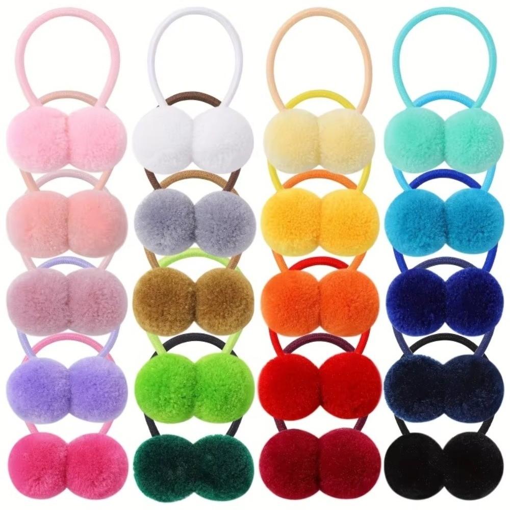 Double Fur Ball Hair Rope Set High Elasticity Small Size Hair Scrunchies Simple Styling Decoration Hairbands Hair Accessories