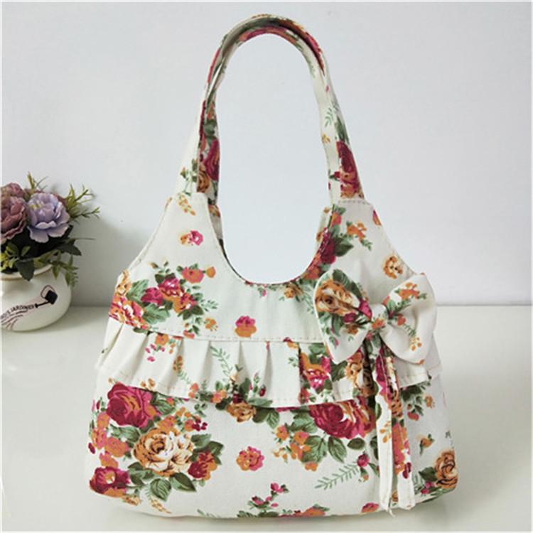 Women's Korean Style Canvas Tote Bag with Bowknot - Simple, Retro, and Perfect for Groceries or Your Phone