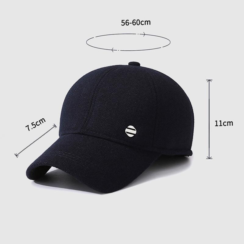 Middle-aged And Elderly Baseball Cap Men's Autumn Winter Outdoor Warm Ear Protection Cap Velvet Thick Old Man Hat Woolen Peaked Cap