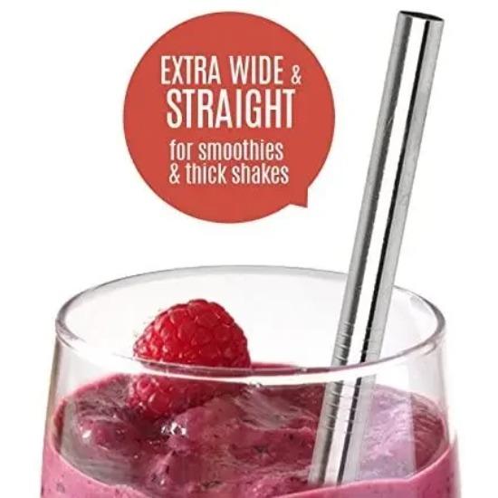 12mm Boba Metal Straw Eco-friendly 304 Stainless Steel Straws Set Reusable Drinking Straw for Bubble Tea Milkshake Bar Accessory