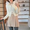 New Arrivals Open Run Puff Hood Crop Cardigan Zip Jacket Twisted Black Knit