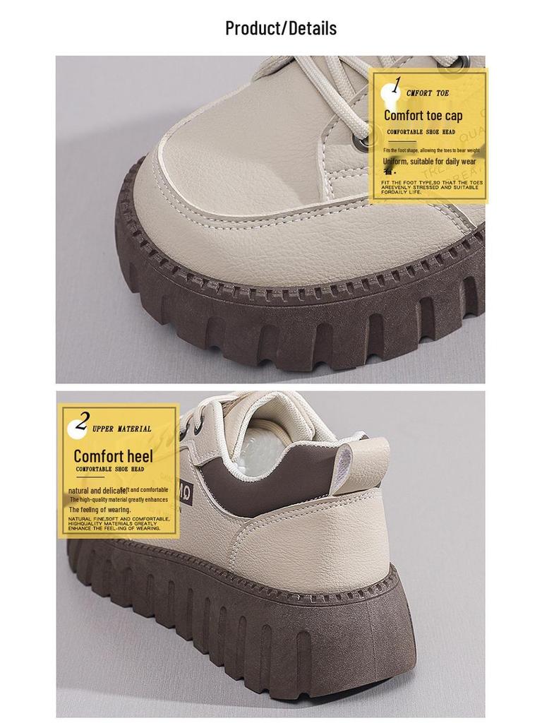 2025 Spring Women's Breathable White Versatile Thick-Soled Korean Style Casual Sneakers