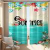 2PCS, Multicolor, Summer Beach and Tropical Fruit Print with Sea Creatures Curtains, for Bedroom and Living Room