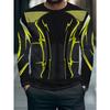 Autumn and Winter Men's Variegated 3D Printed Crew Neck Long Sleeve T-Shirt