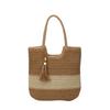 Fashion retro beach vacation woven contrasting color women's tote bag new versatile women's shoulder handbag